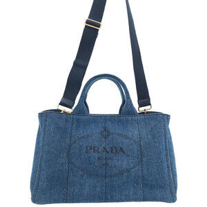PRADA Canapa Denim Tote Bag
